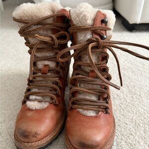 Freebird Norway Tan Shearling-Lined Healed Winter Boots